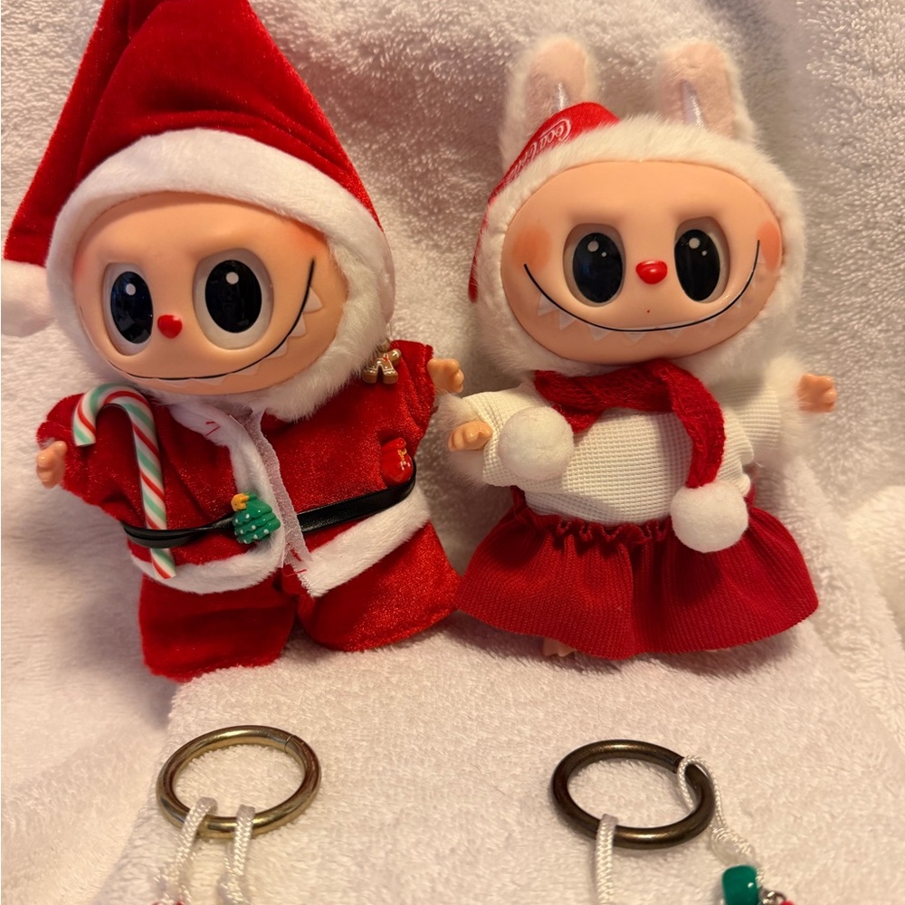 Christmas Labubu Santa Plush keychain Set